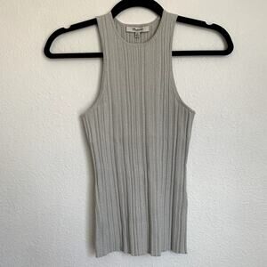 NWT Madewell Sz XS The Signature Shimmer Knit Cutaway Sweater Tank Vapor Gray